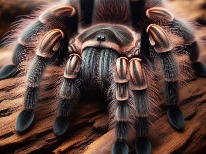 Large hairy tarantula on a log